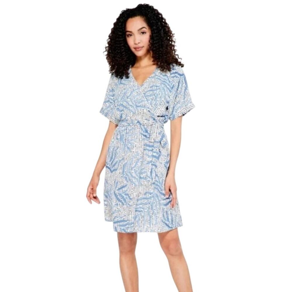 NIC+ZOE NWT Blue Palm Dot Fit & Flare Dress, Size XS - Picture 2 of 13